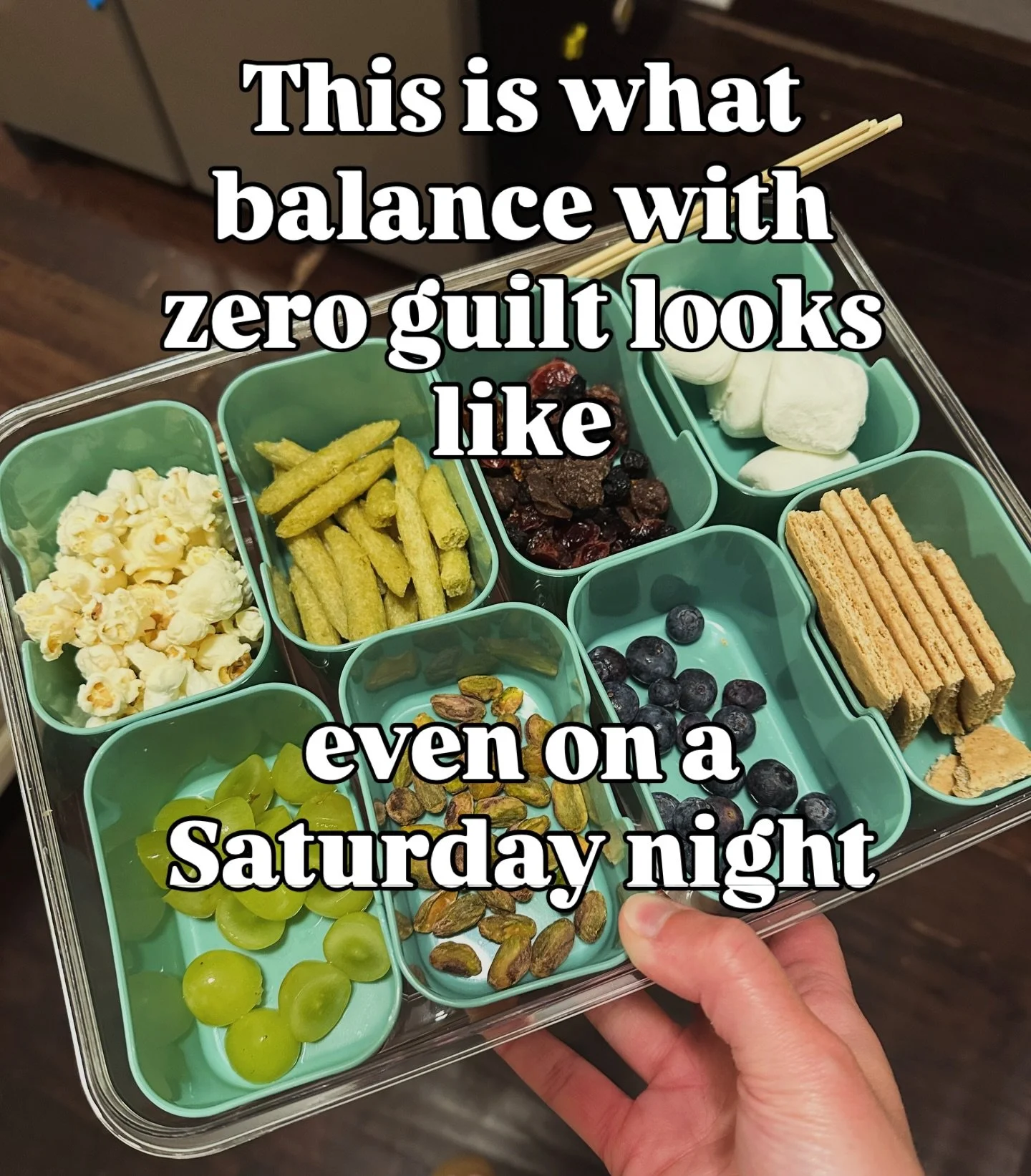 Most of this box is packed with real food&mdash;fruit, protein &amp; things that fuel little bodies. 

But two of those containers? Marshmallows and graham crackers for a Saturday around the fire.

Because here&rsquo;s what I&rsquo;ve learned as a fe