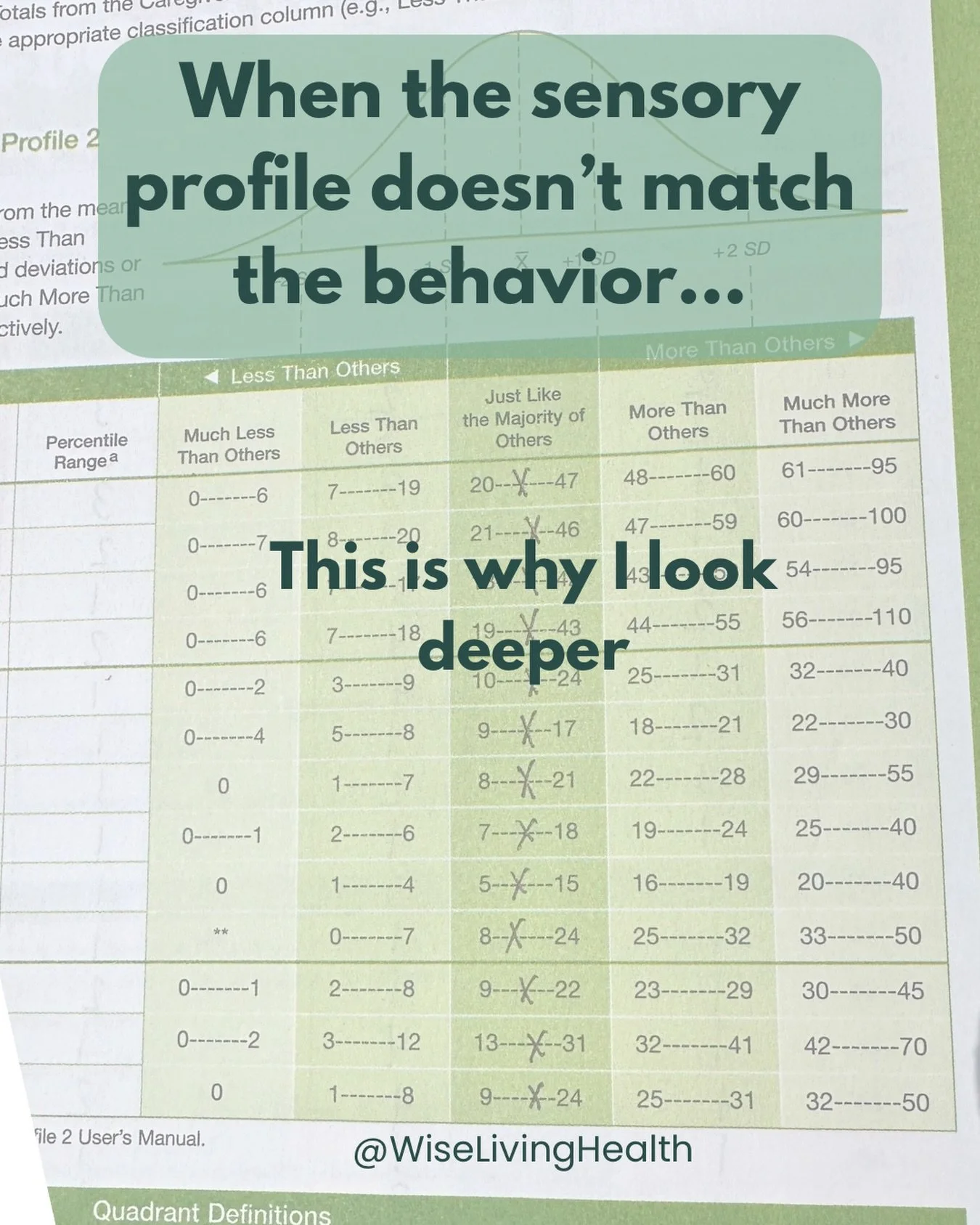 Ever look at a sensory profile and think &ldquo;that doesn&rsquo;t describe my child well&rdquo;?

This child&rsquo;s sensory profile looked &ldquo;just like the majority of others&rdquo; and nothing screamed &ldquo;severe sensory dysfunction&rdquo; 