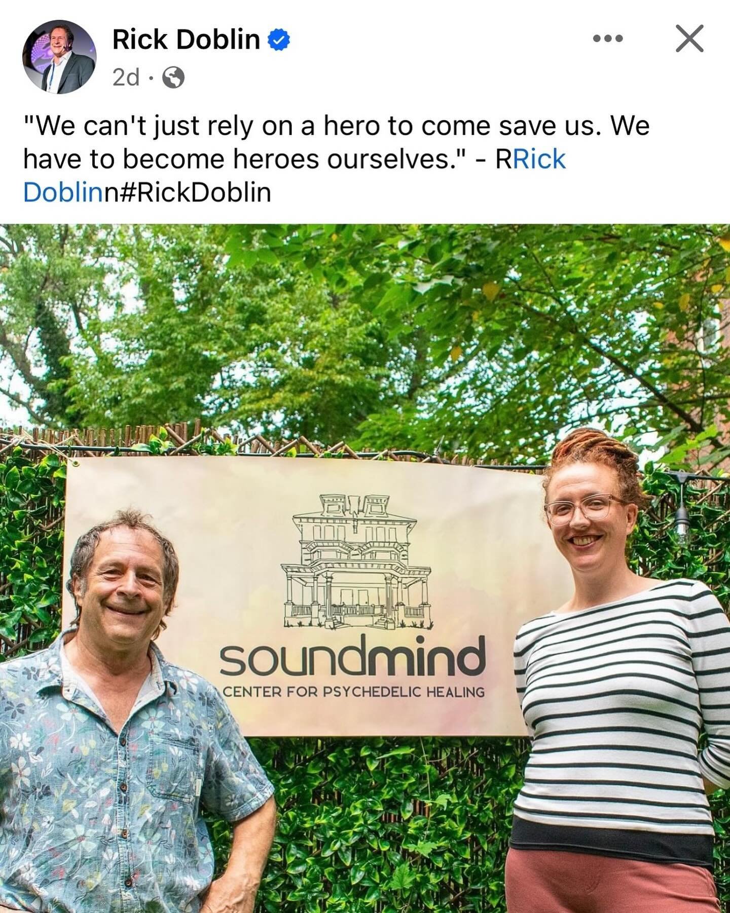 Gratitude to Rick Doblin for his mentorship, support, and continued enthusiasm for SoundMind and all that we do. Thank you Rick 🙏🏼🍄❤️
