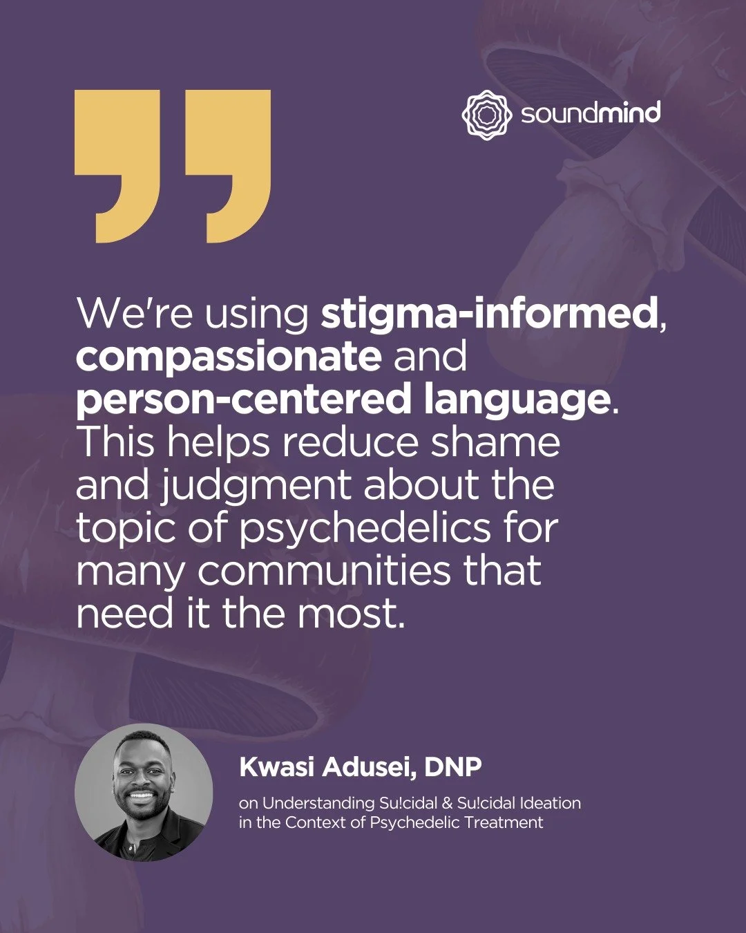 🎓 Featured Facilitator: Kwasi Adusei, DNP

Meet @kwasi.dnp - Psychiatric Nurse Practitioner, educator, and one of the faculty members guiding students inside the SoundMind Psychedelic Facilitator Training.

Kwasi teaches on understanding su!cidal id