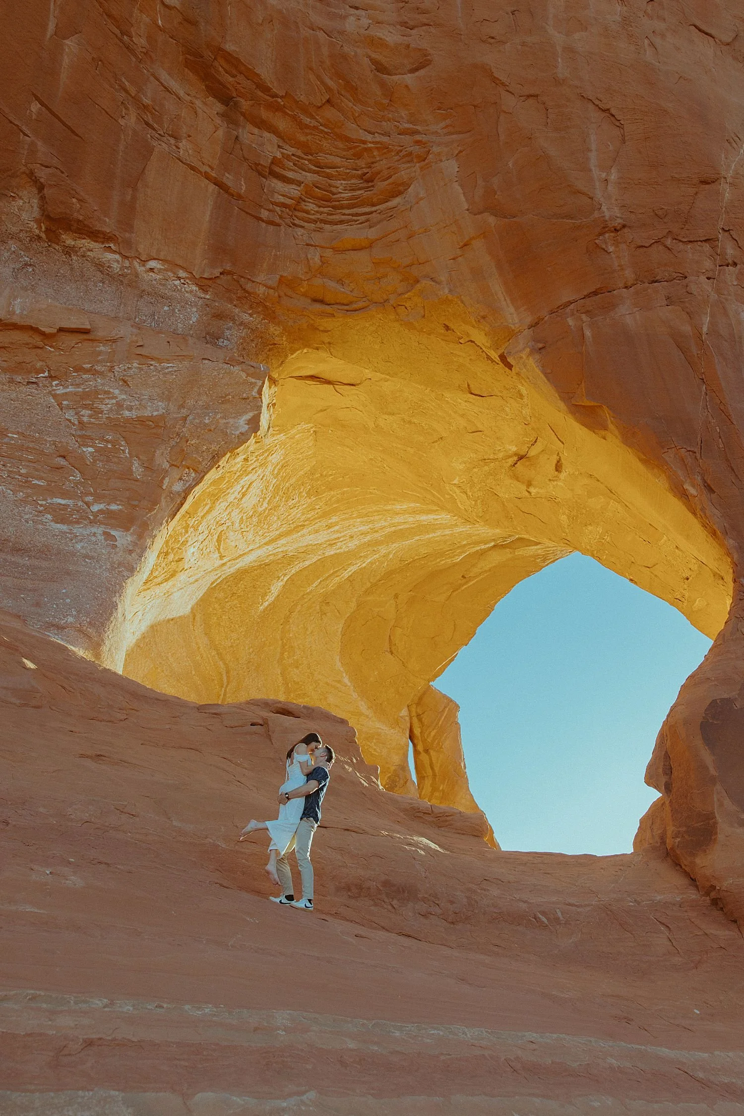 Sunrise Arch Engagement Photos on Moab BLM Land
