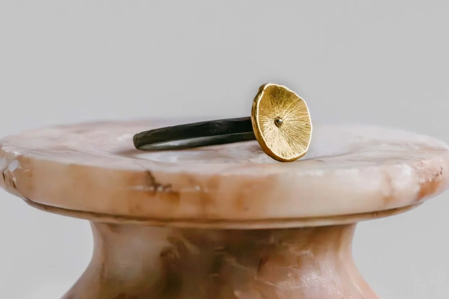 Gold Flower Titanium Ring