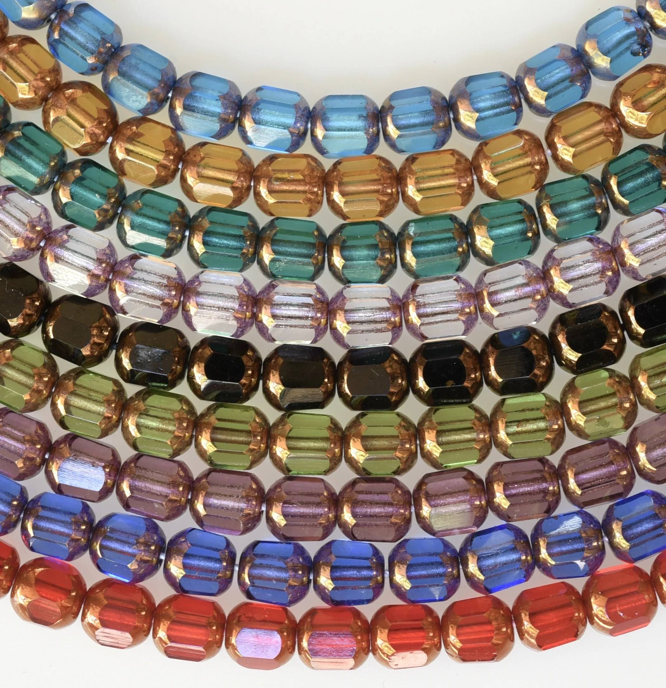 CZ-790 8-cut Window beads, Fire Polished with bronze edges, 300 beads