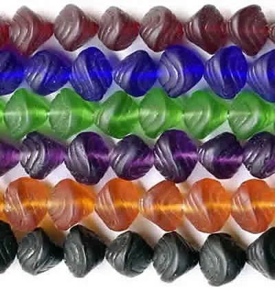 CZ-680 Czech Glass Sea Shell beads with grooves, size 8 x 9mm, regular colors - 300 beads