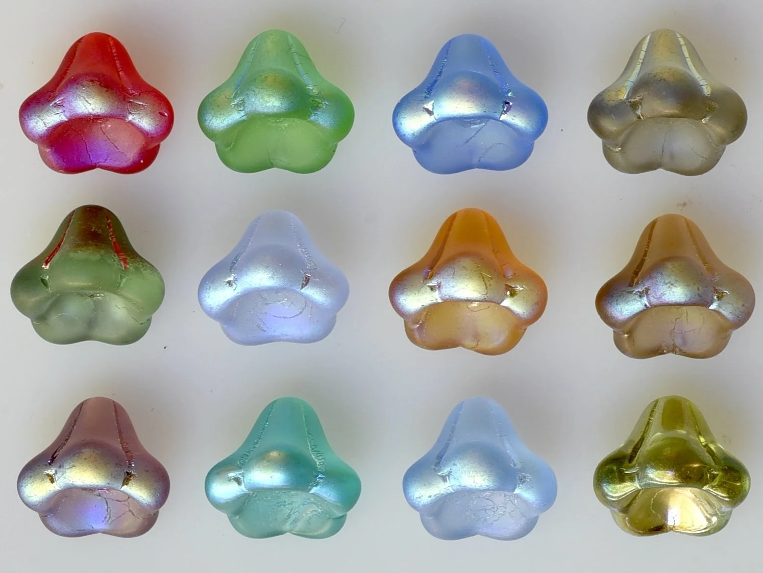 CZ-696-B 11mm Large Flower Cup beads:  AB Matte and vitrail colors - 150 beads