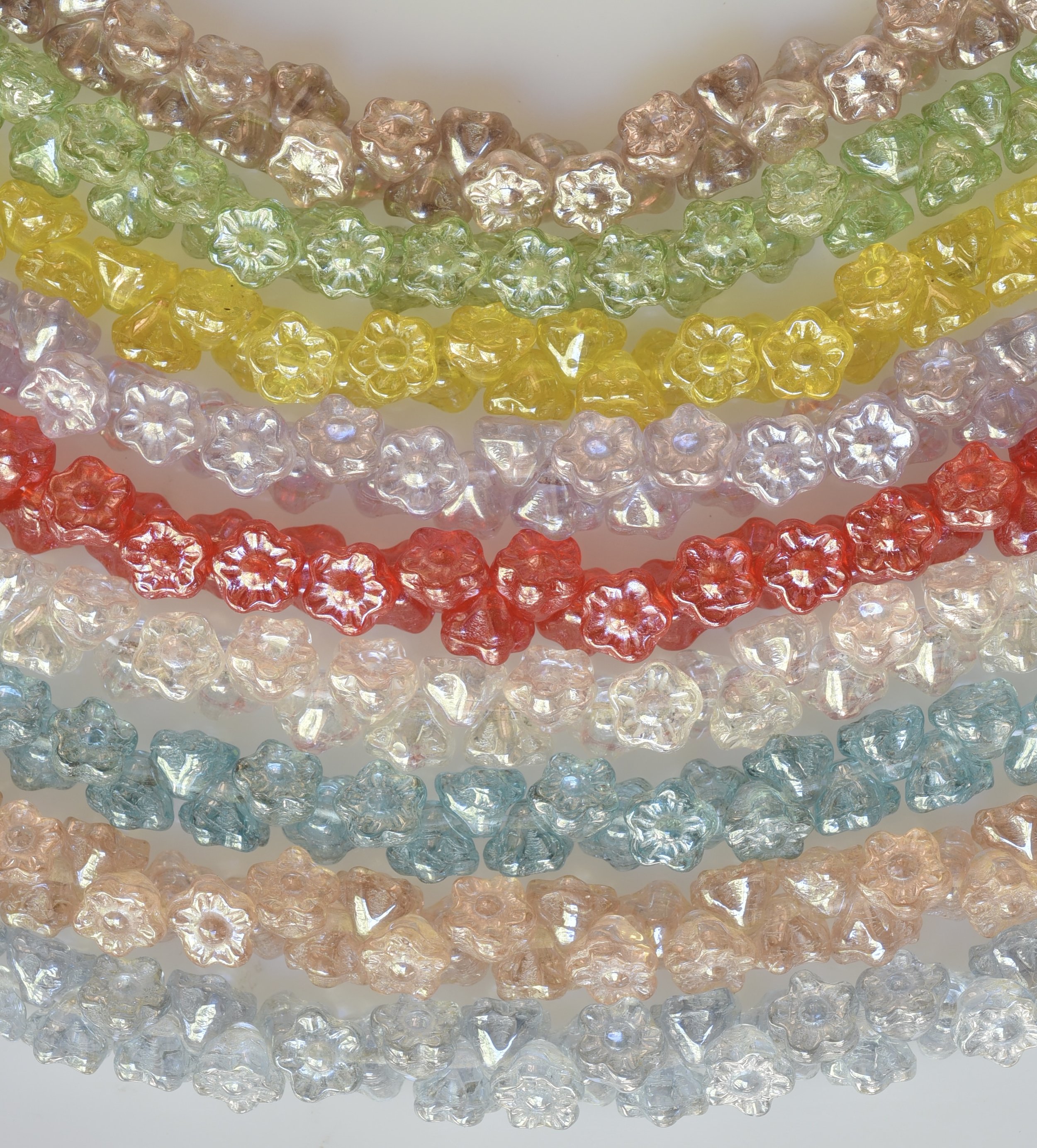 CZ-566-BUD Flower Bud beads 7mm, Various Luster Colors - 300 beads