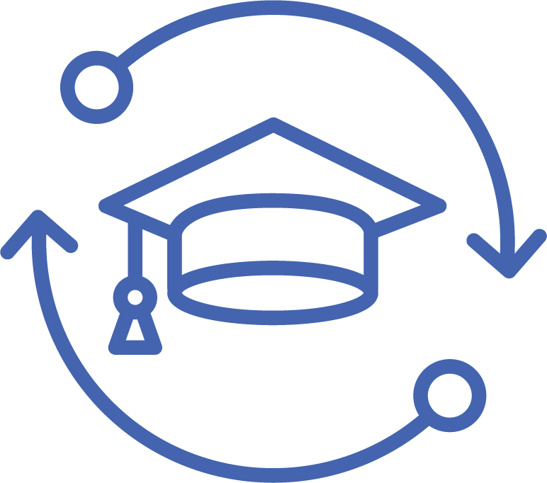 College hat with two circular arrows