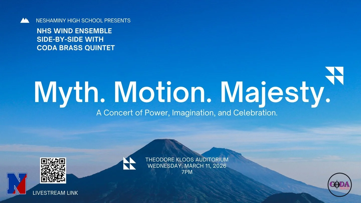 📣 See us tomorrow at Neshaminy High School!

We are so proud to be sharing the stage with Neshaminy High School&rsquo;s Wind Ensemble tomorrow for their &ldquo;Myth.Motion.Majesty.&rdquo; program. The performance will include a set by Coda Brass, a 