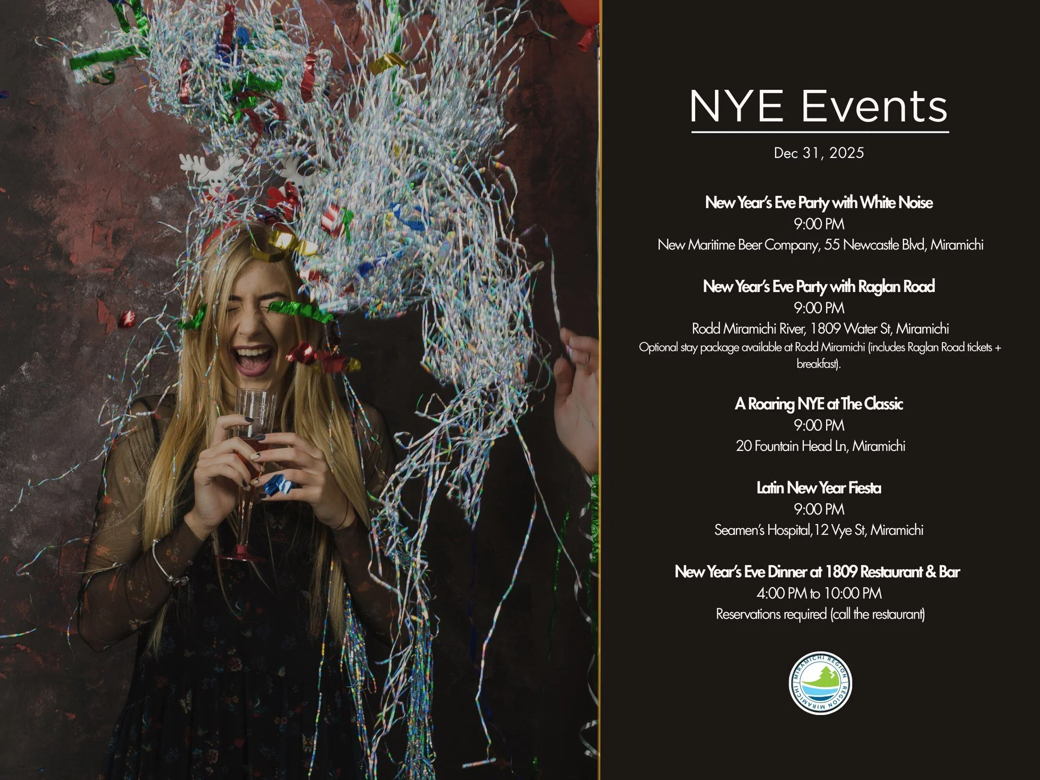 NYE in Miramichi 🎉 Save this for Dec 31.
Check each venue for tickets, reservations, and any updates.
.
.
.
R&eacute;veillon &agrave; Miramichi 🎉 Enregistrez &ccedil;a pour le 31 d&eacute;cembre.
V&eacute;rifiez avec chaque endroit pour les billets