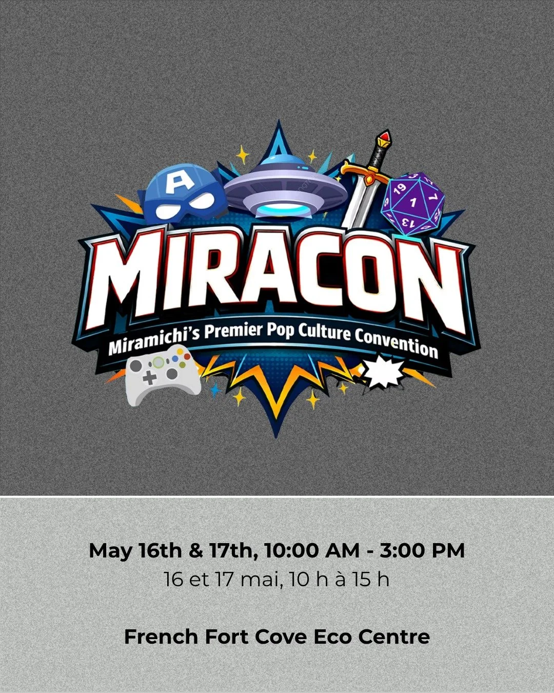 Miramichi&rsquo;s premier pop culture convention is back! 👀

Join us May 16 and 17 for MiraCon. From Nerf Wars and gaming tournaments to cosplay contests, vendors, and live entertainment, you won&rsquo;t want to miss it. 🎮🔥

🎟️ Get your tickets b