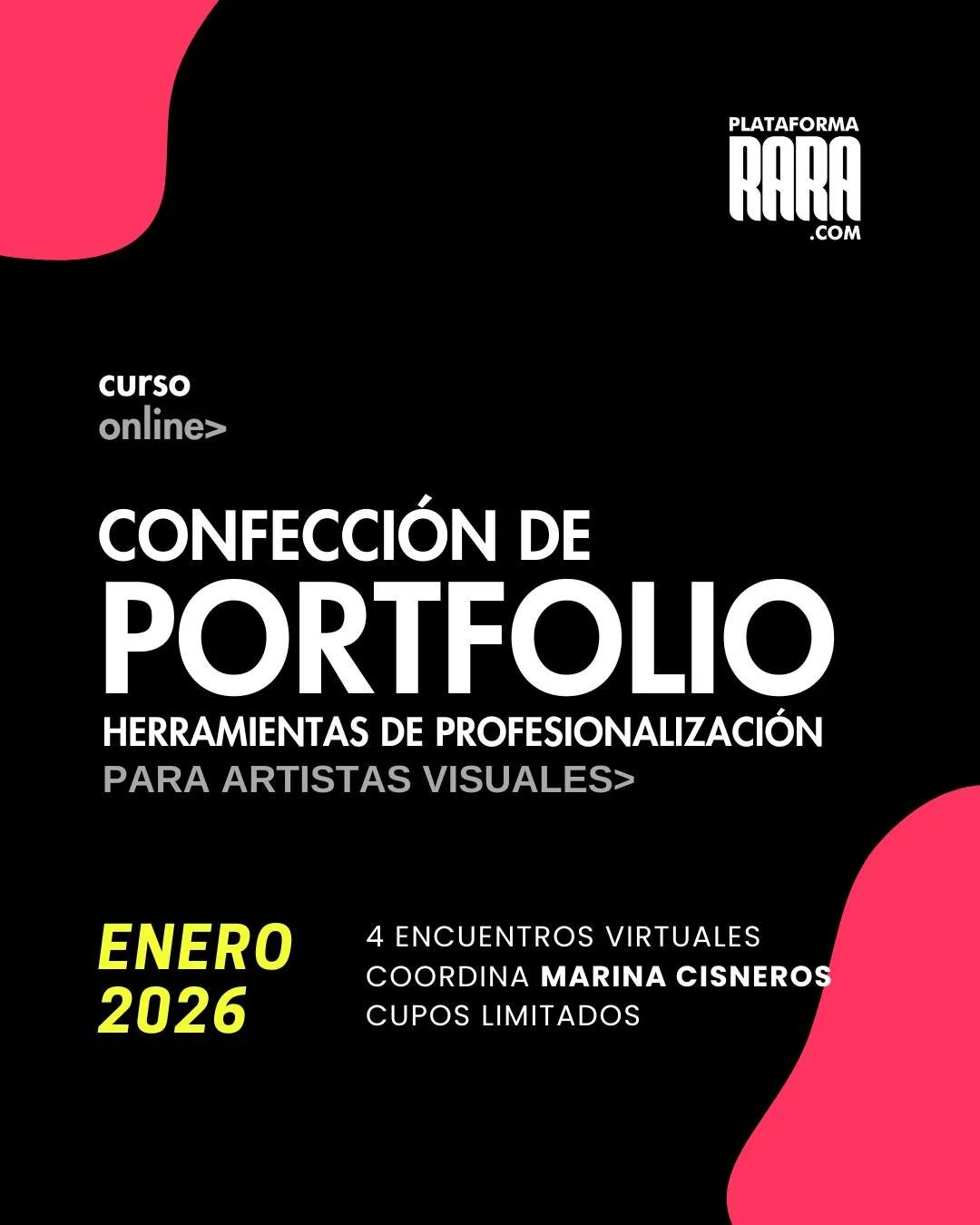 𝗖𝘂𝗿𝘀𝗼 𝗩𝗶𝗿𝘁𝘂𝗮𝗹 𝗕𝗿𝗲𝘃𝗲 | 𝐂𝐨𝐧𝐟𝐞𝐜𝐜𝐢&oacute;𝐧 𝐝𝐞 𝐏𝐨𝐫𝐭𝐟𝐨𝐥𝐢𝐨
Coordina Marina Cisneros ➡ @soymarinacisneros

El portfolio o dossier de un artista visual es su carta de presentaci&oacute;n profesional. Es mucho m&aacute;s q