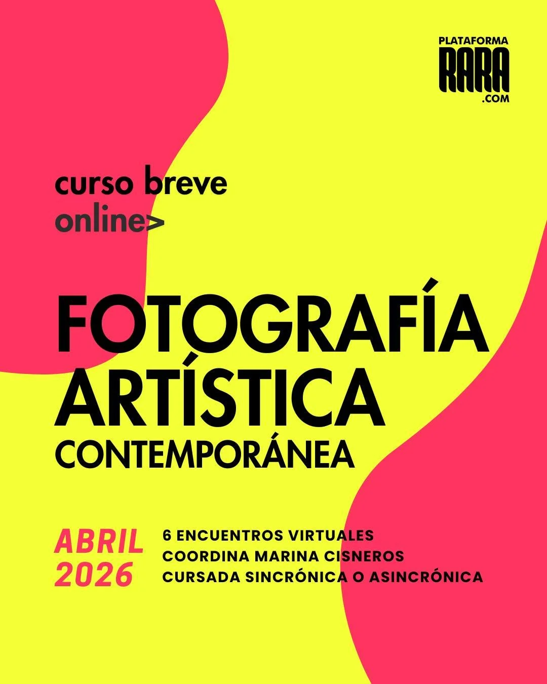 𝗖𝘂𝗿𝘀𝗼 𝗩𝗶𝗿𝘁𝘂𝗮𝗹 𝗕𝗿𝗲𝘃𝗲 | 𝗙𝗼𝘁𝗼𝗴𝗿𝗮𝗳&iacute;𝗮 𝗔𝗿𝘁&iacute;𝘀𝘁𝗶𝗰𝗮 𝗖𝗼𝗻𝘁𝗲𝗺𝗽𝗼𝗿&aacute;𝗻𝗲𝗮

Coordina Marina Cisneros
➡️ @soymarinacisneros

𝗣𝗿𝗼𝗴𝗿𝗮𝗺𝗮 𝗱𝗲 𝗲𝘀𝘁𝘂𝗱𝗶𝗼𝘀

▪ Fotograf&iacute;a Art&iacute;stica 