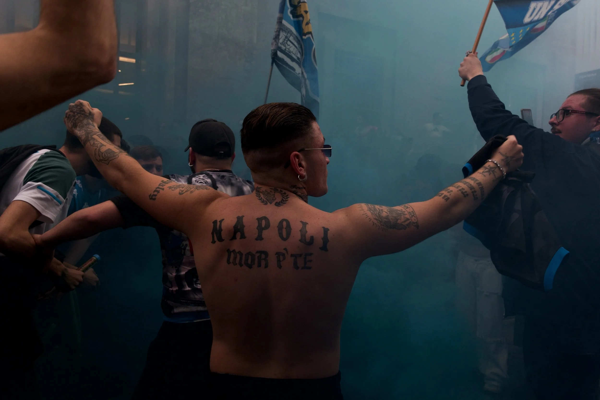  Fans celebrating the third Serie A title in Napoli football team’s history. Naples, 2023 