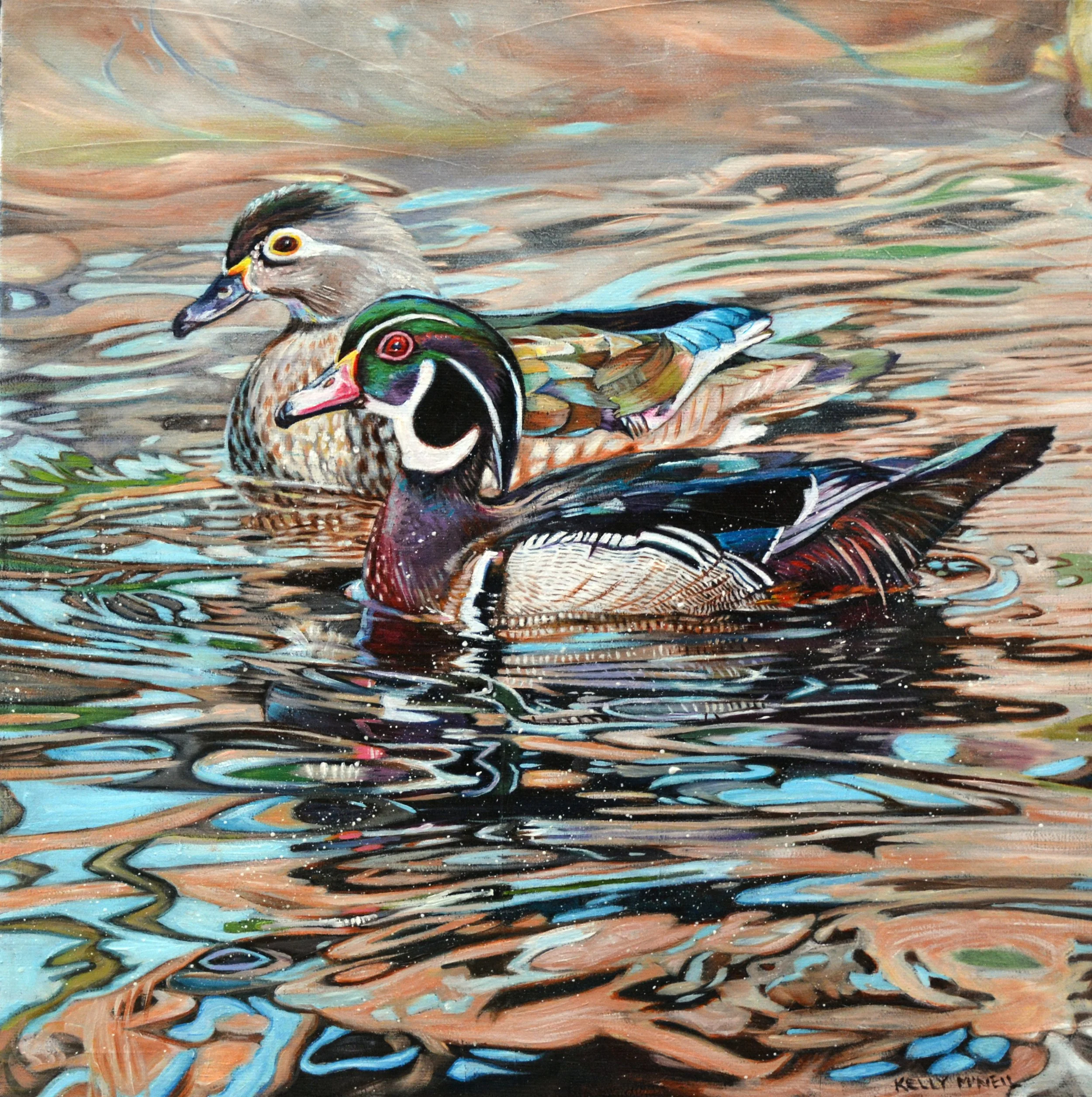  Prism of the Wood Ducks (14X14) Acrylic   Artist's Studio London, ON, FOR SALE