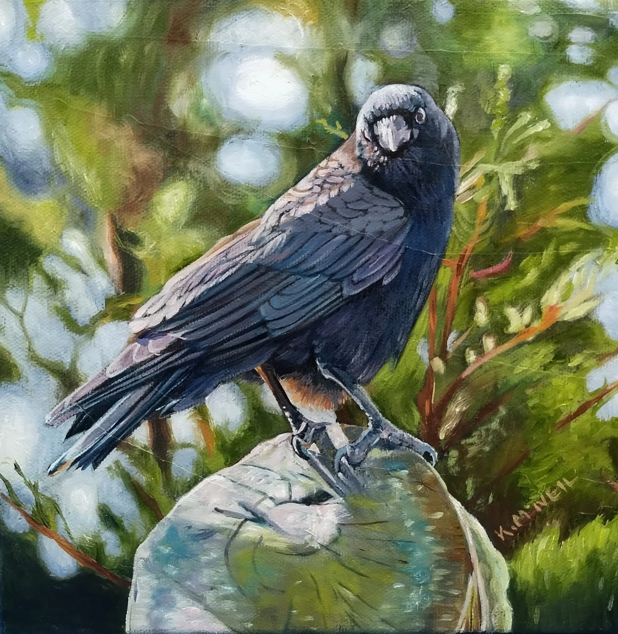  A Bridge Between Worlds, , Crow (8X8) Oil   Artist's Studio London, ON, SOLD