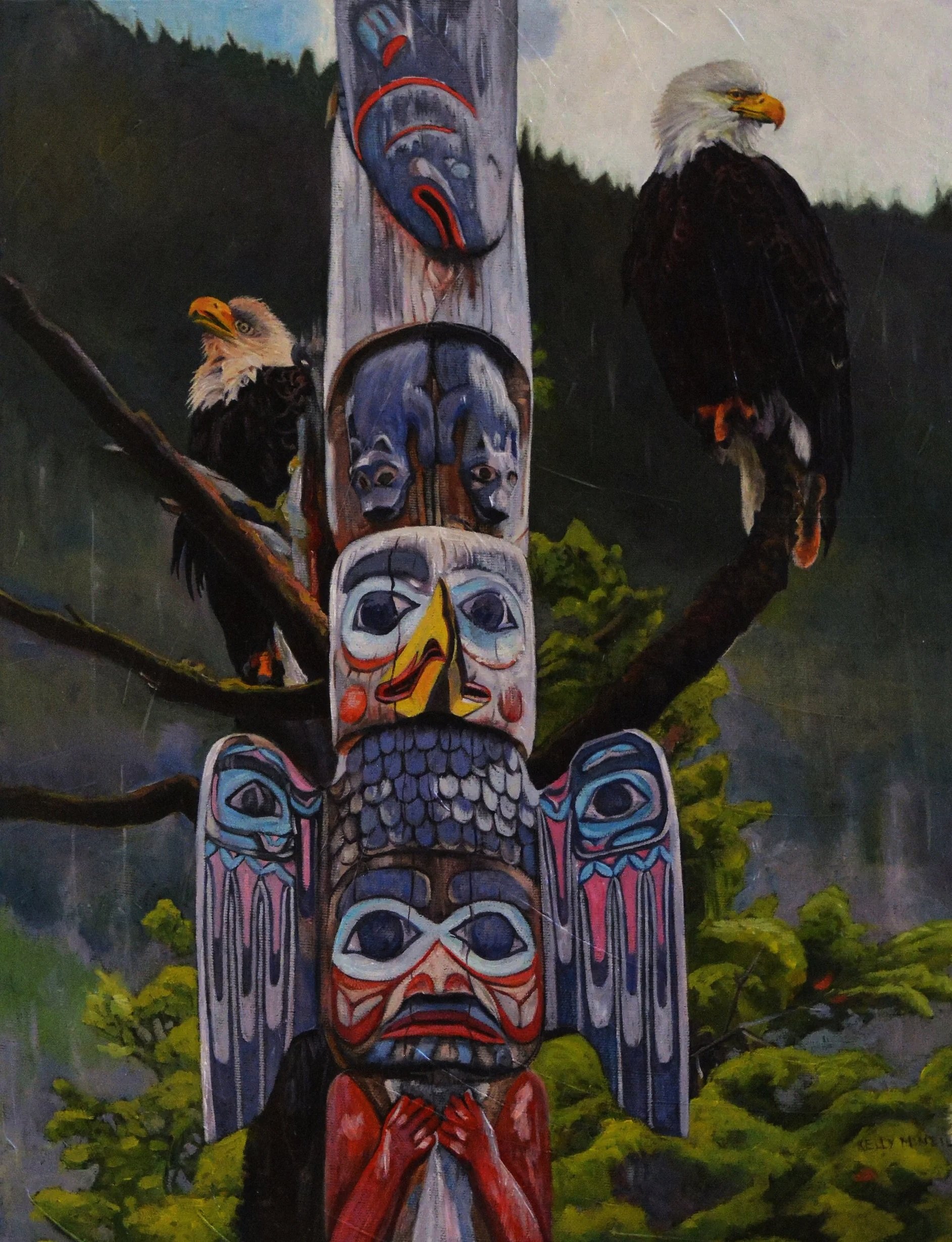  Juno, Alaska - Bald Eagles (14X18) Oil   Artist's Studio London, ON, FOR SALE