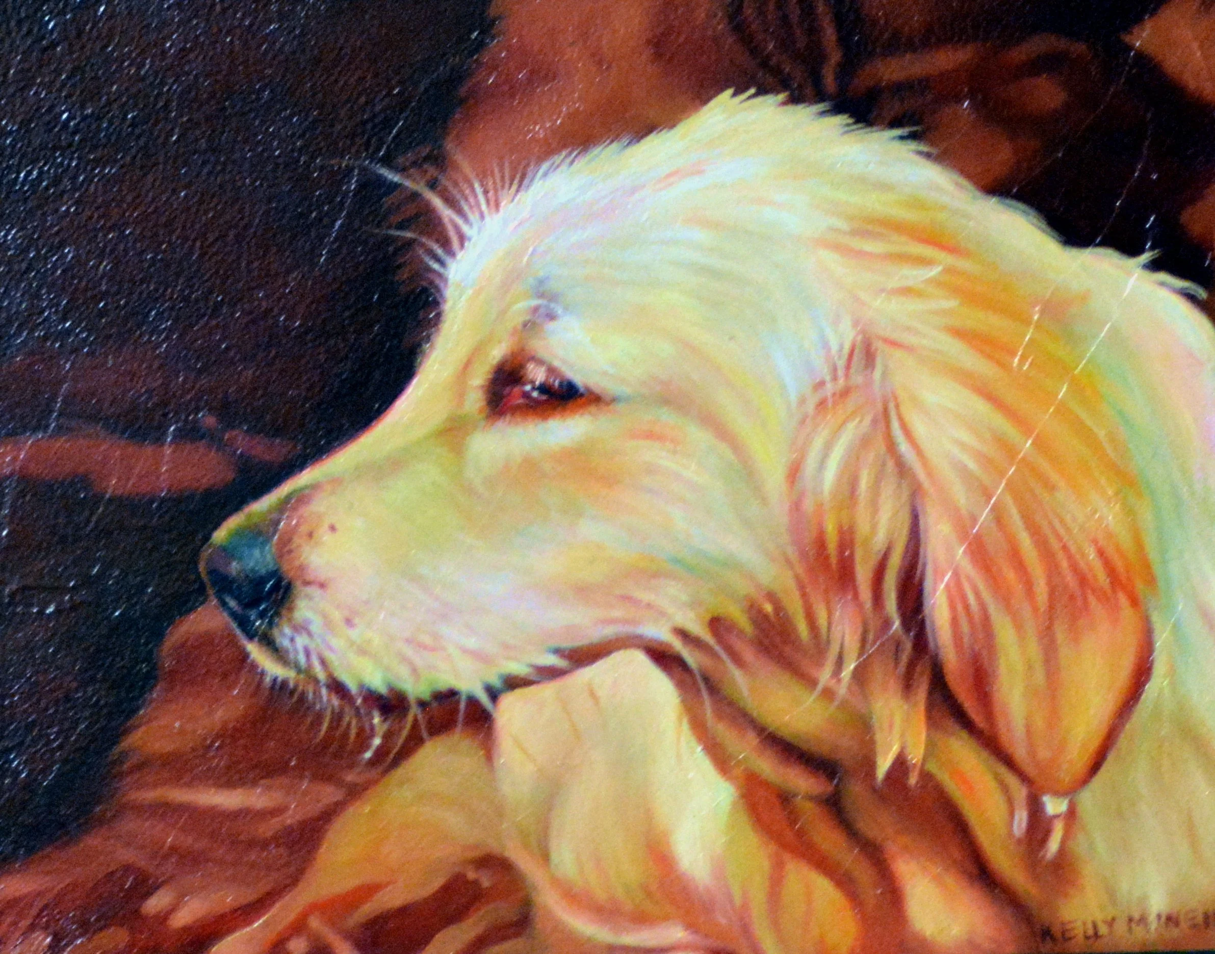  Lady Bathing - Golden Retriever (8X10) Oil     The Gallery Niagara Falls, ON
 FOR SALE  