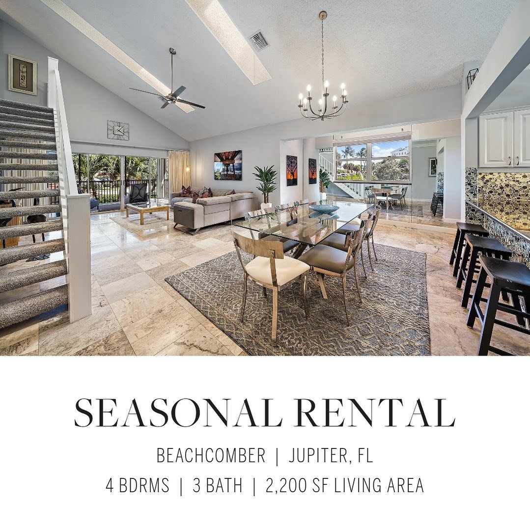 Off-season rental available beginning early May. Enjoy a summer ☀️ getaway on the beach in Jupiter. This expansive four bedroom condo is ideally situated east of US-1 and just steps from the stunning blue waters of the Atlantic 🌊 and famed Juno Beac