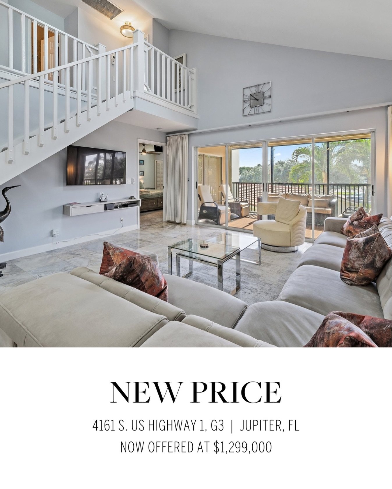 An opportunity to get into one of the largest units in one of Jupiter&rsquo;s most desirable beachside communities. This four bedroom, three bath, two-story condo is now offered at an even more competitive price of $1,299,000. Inquire for details or 