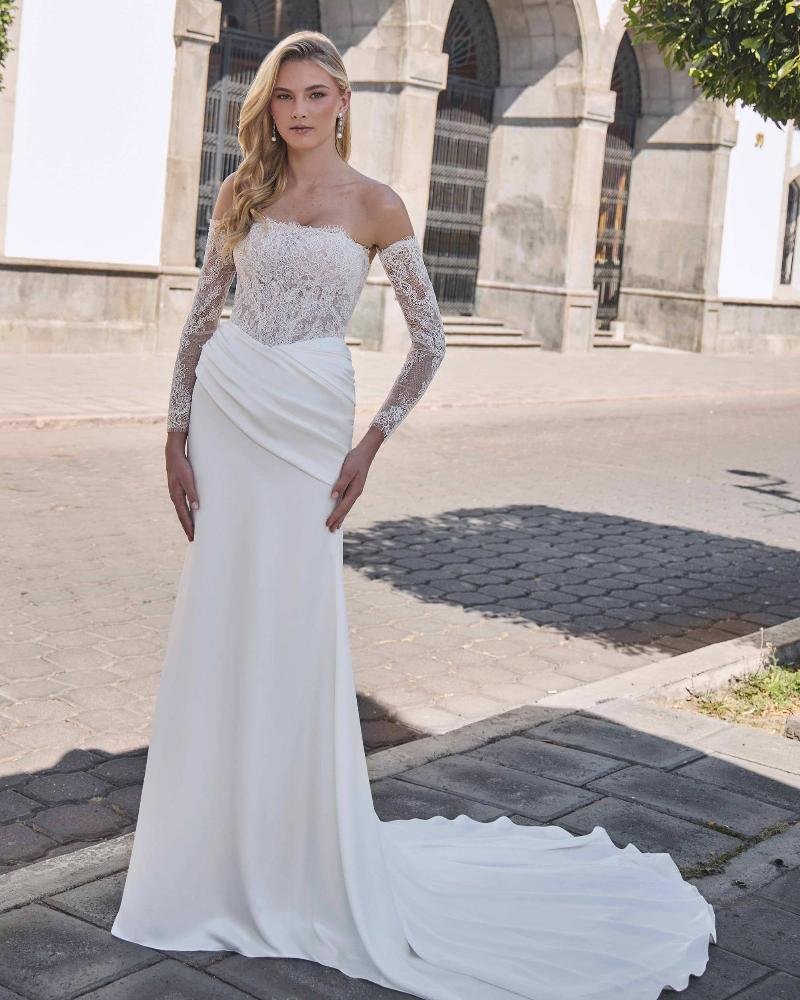 LA25242-Eira-Strapless Lace and Satin Wedding Dress with Detachable Sleeves 4.jpg