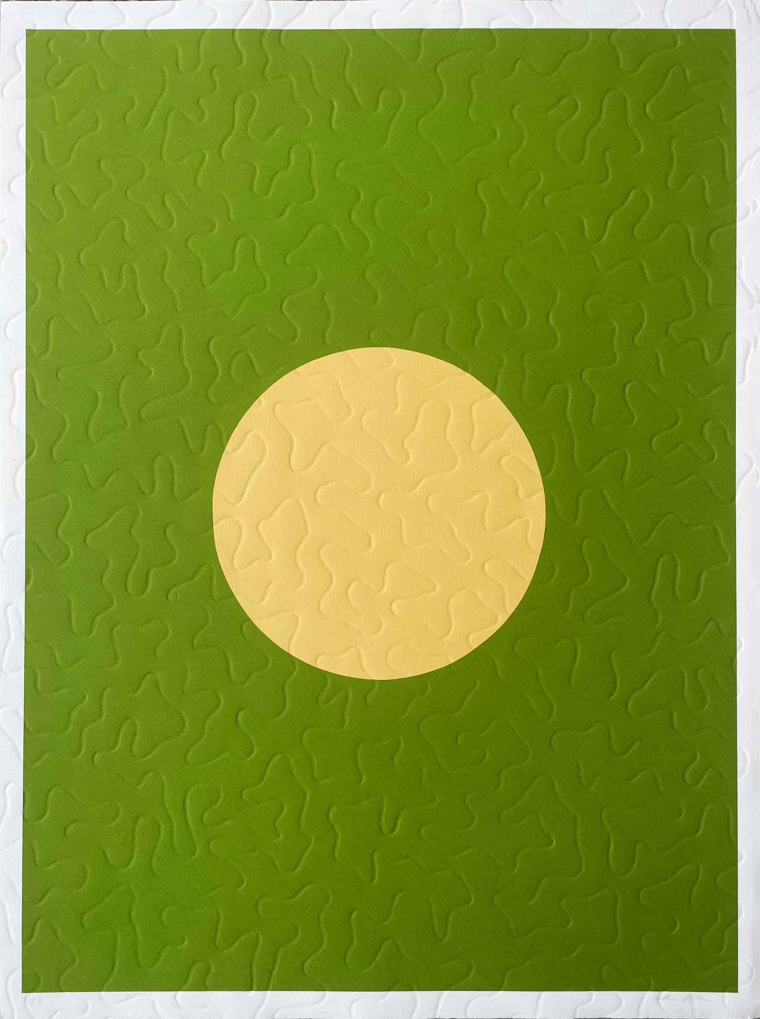 A green jigsaw puzzle background with a yellow circle in the center.
