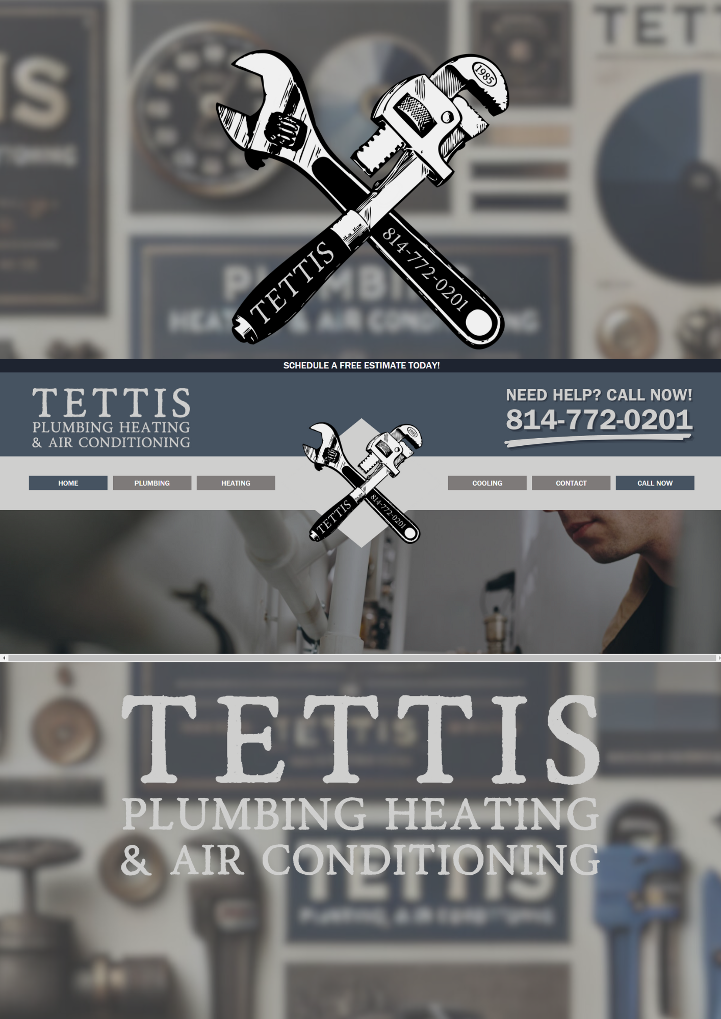 Branding Kit for Tettis Plumbing and heating - social media graphic design website design in elk county pa saint marys pa local near me