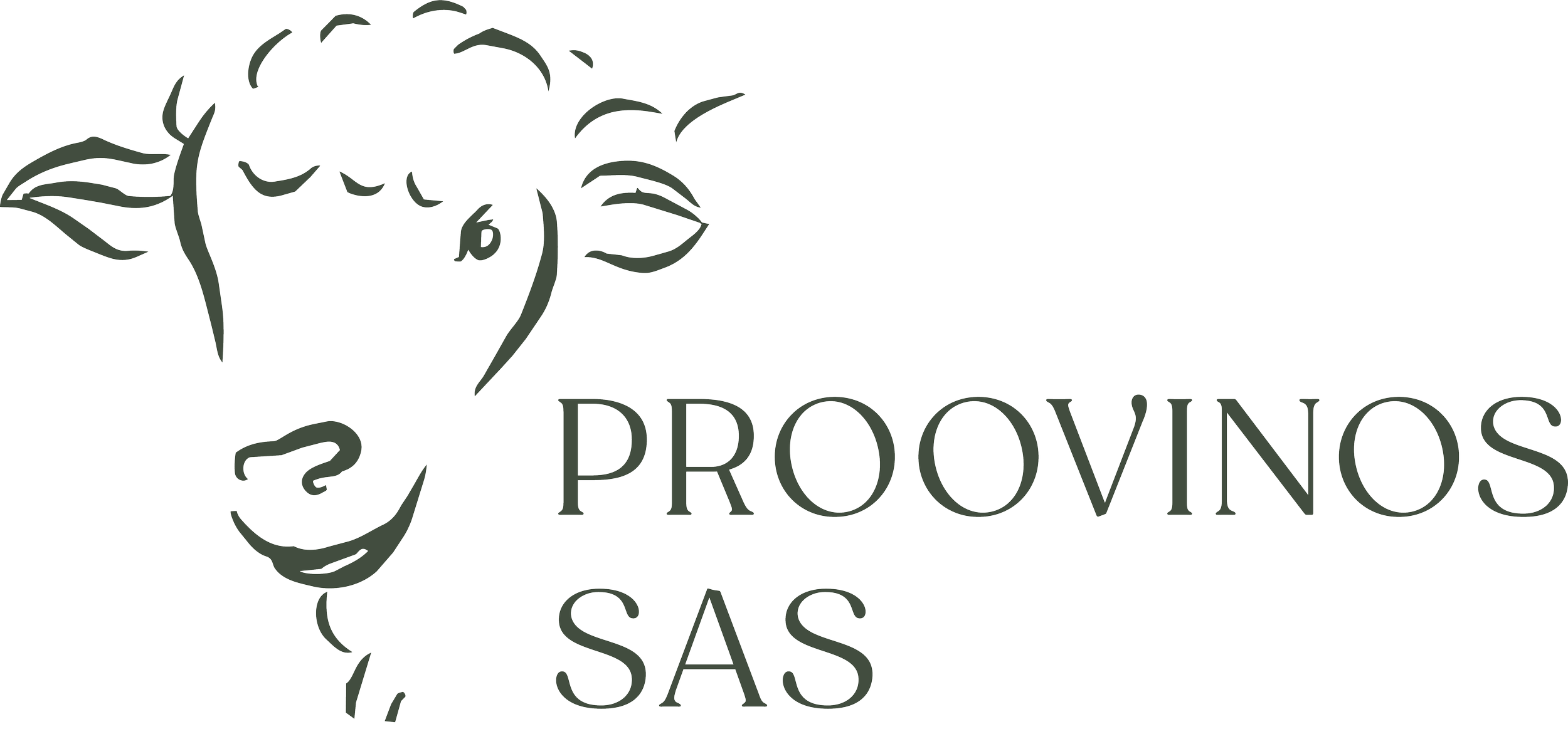 Logo de Proovinos SAS con ilustración de oveja sobre fondo de campo natural