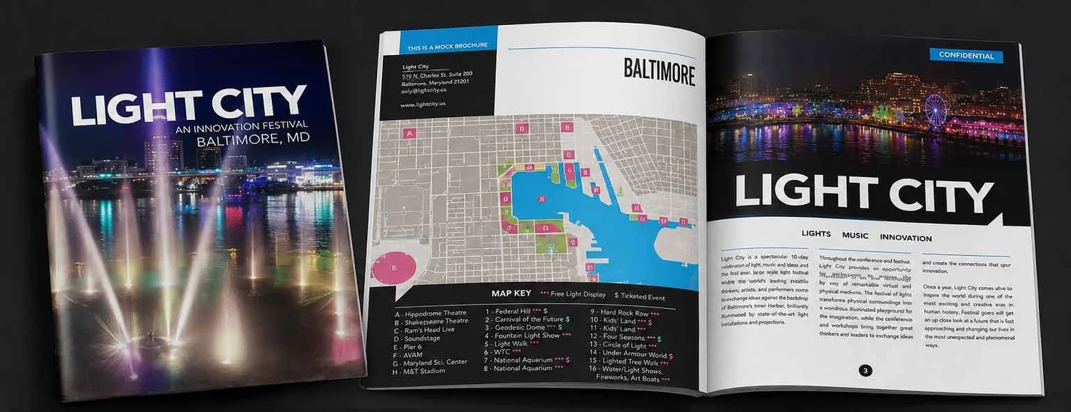 Spreads from the original Light City concept book, 2013