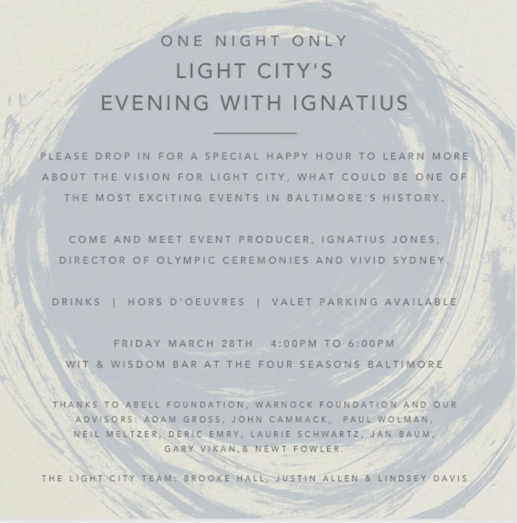An evening with Ignatius Jones at the Light City launch, 2014