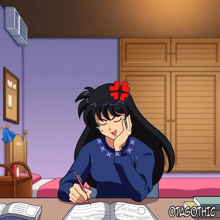 When your dog won&rsquo;t let you do your homework 🐶📚📝 Also happy birthday to Rumiko Takahashi, the legendary queen of manga and my favorite artist!🖤
