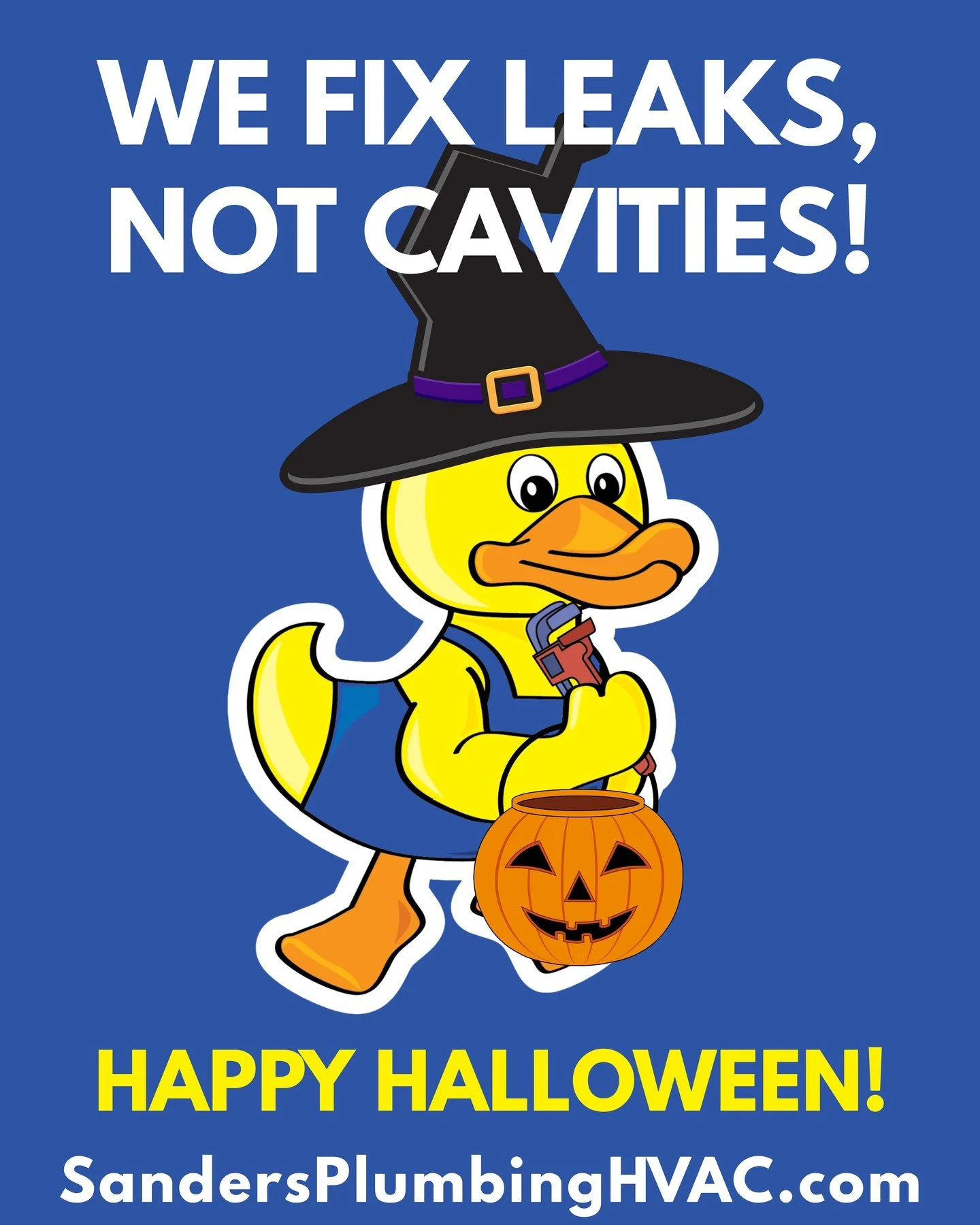 No Tricks &mdash; Just Treats (and Great Service!) 👻 Happy Halloween from Sanders Plumbing HVAC &mdash; keeping your home less spooky and more comfy all year long! 🦆💀

#SandersPlumbingHVAC #NLRArkansas #NorthLittleRock #CabotAR #Arkansas #heatinga