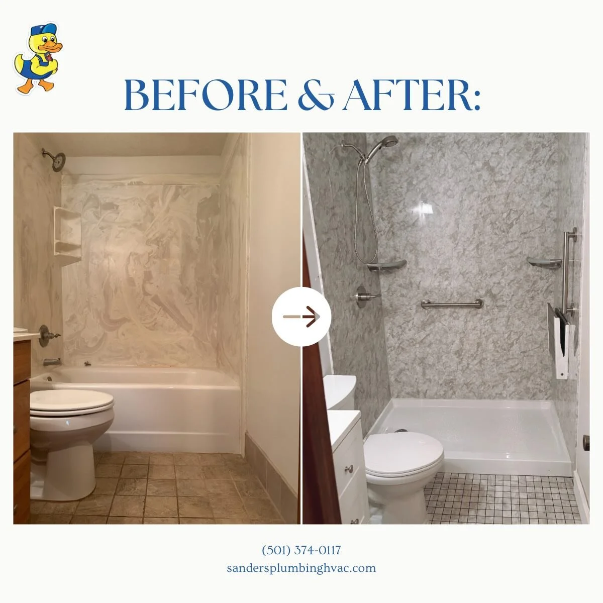A simple upgrade that made a big difference 👏

This bathroom went from a traditional tub ➡️ to a clean, walk-in shower designed with safety in mind.

✔️ Low step-in entry
✔️ Grab bars for stability
✔️ Built-in seating
✔️ Easy-to-clean wall system

N