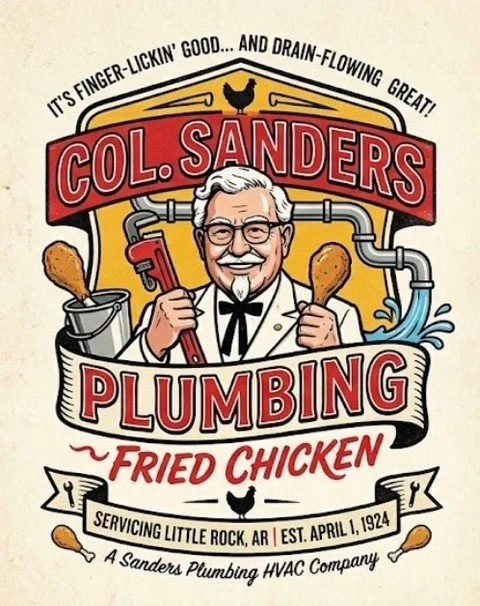 Our technicians are now trained to resolve plumbing emergencies exclusively using hot, delicious fried chicken! Don't let a minor pipe issue ruin your dinner... we'll just add some more flavor to the situation! 😜 But hurry, this 'juicy' new service 