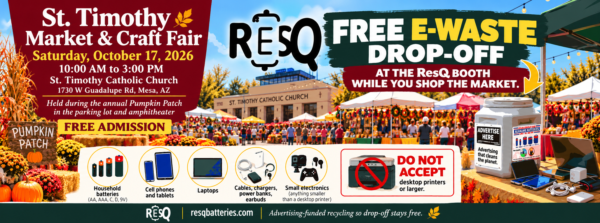 ResQ Free Battery & Small E-Waste Drop-Off | St. Timothy Market & Craft Fair