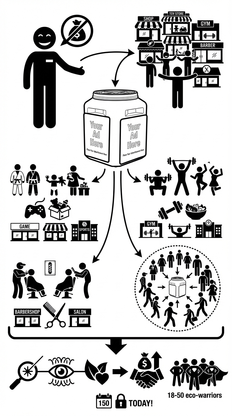 Graphic showing how ResQ bins place brand messages in the local venues ideal customers already visit