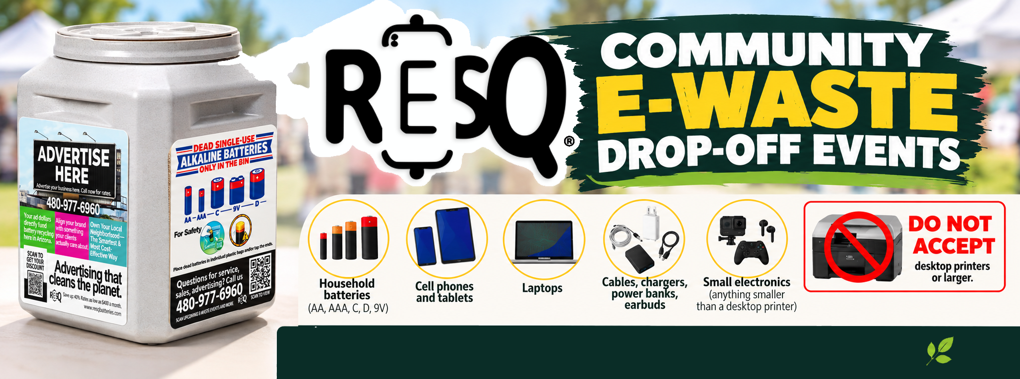 resq e-waste community drop-off event banner image