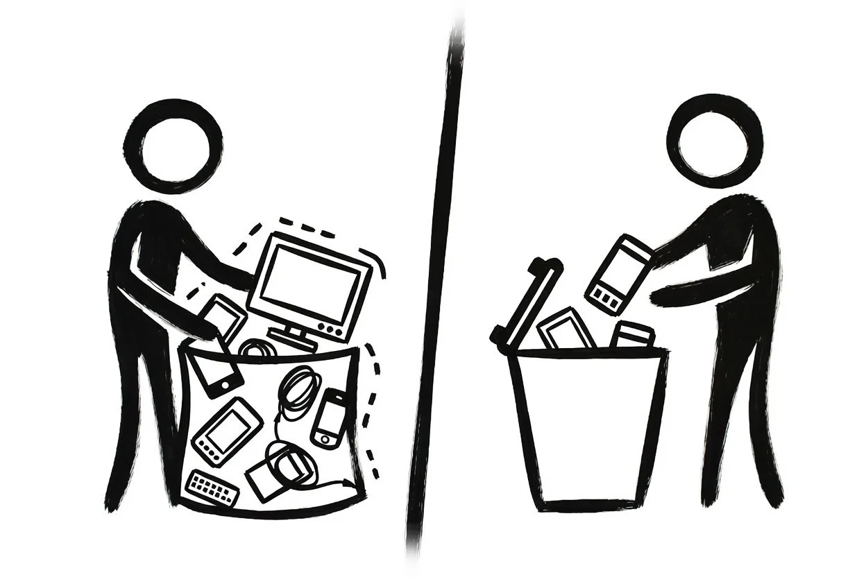 Electronic waste recycling illustration