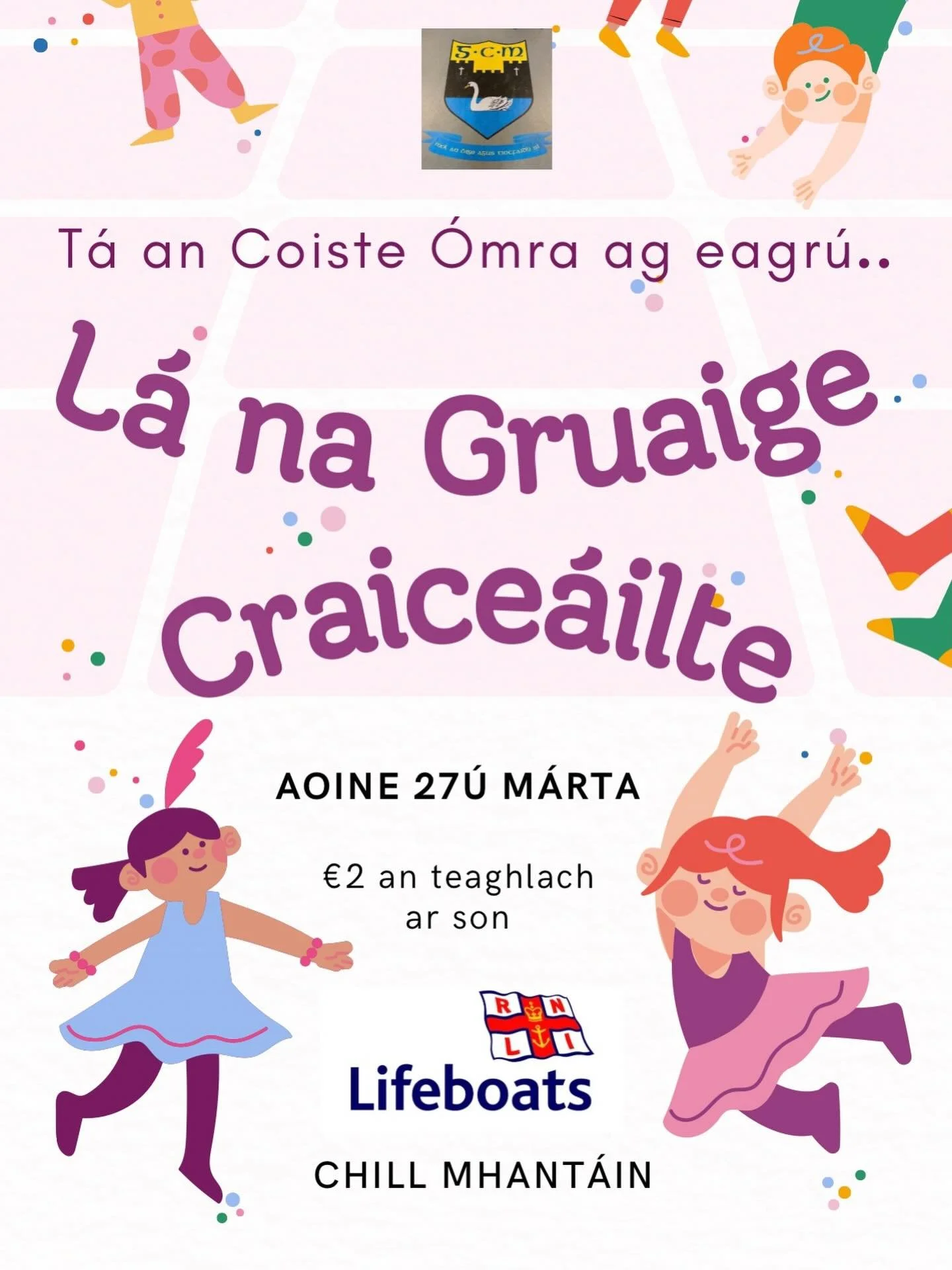 L&aacute; na Gruaige Craice&aacute;ilte &amp; l&aacute; gan &eacute;ide scoile ar an Aoine! Crazy Hair Day &amp; no uniform day on Friday!