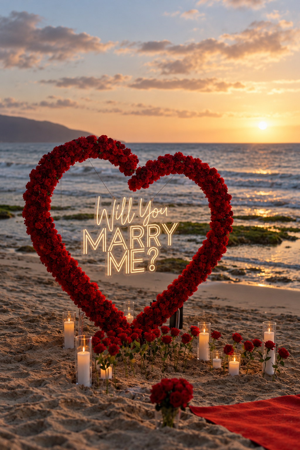 Sunset Rose Heart Proposal by the Sea.png