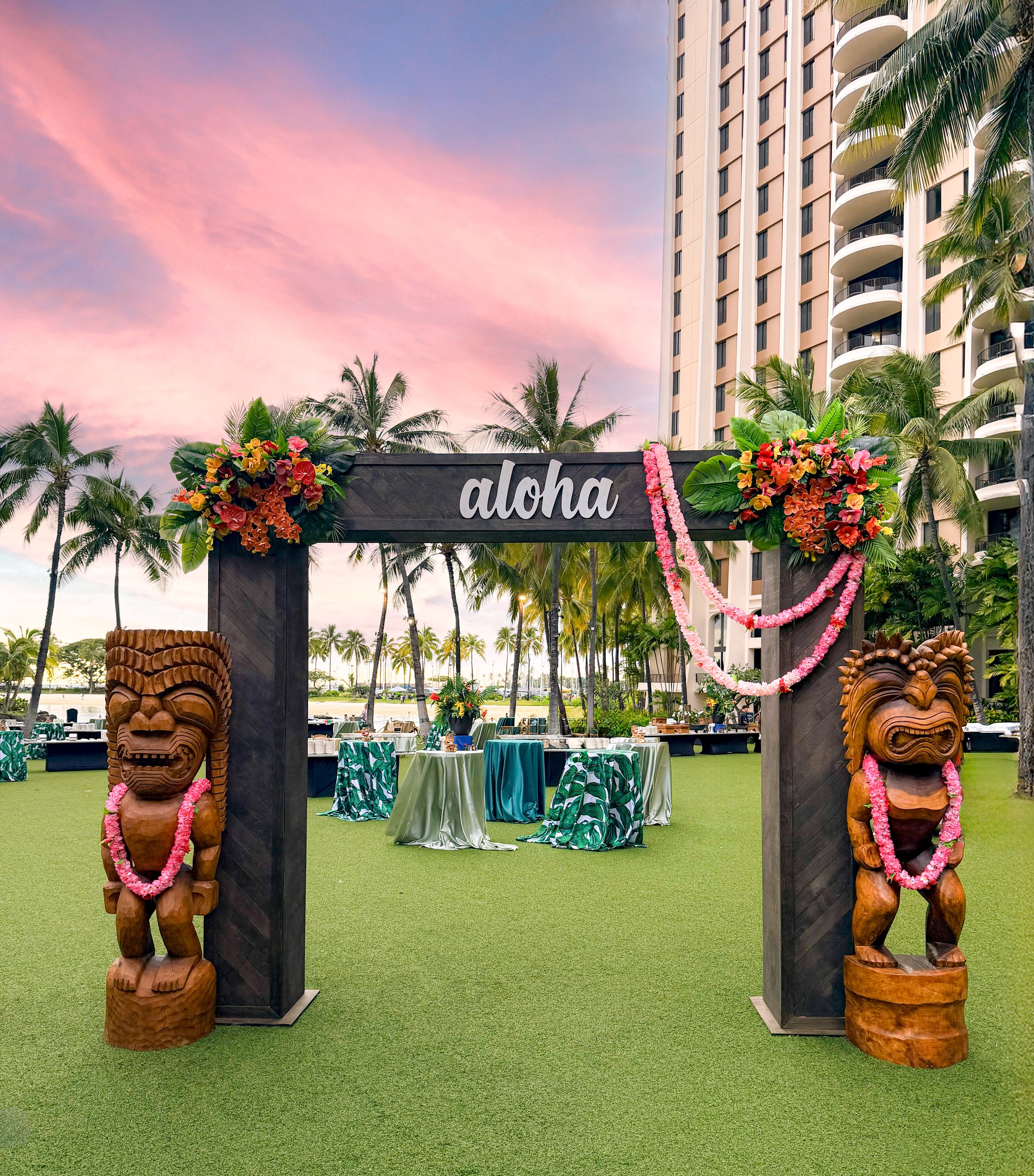 Wood Panelled Entrance with Faux Florals and Tikis.jpg