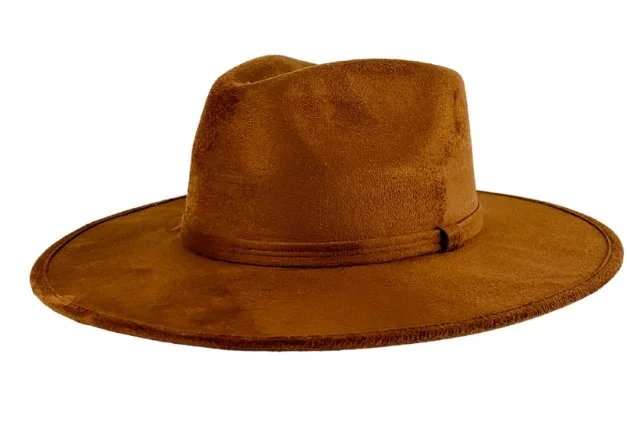 Brown felt cowboy hat with wide brim and band detail