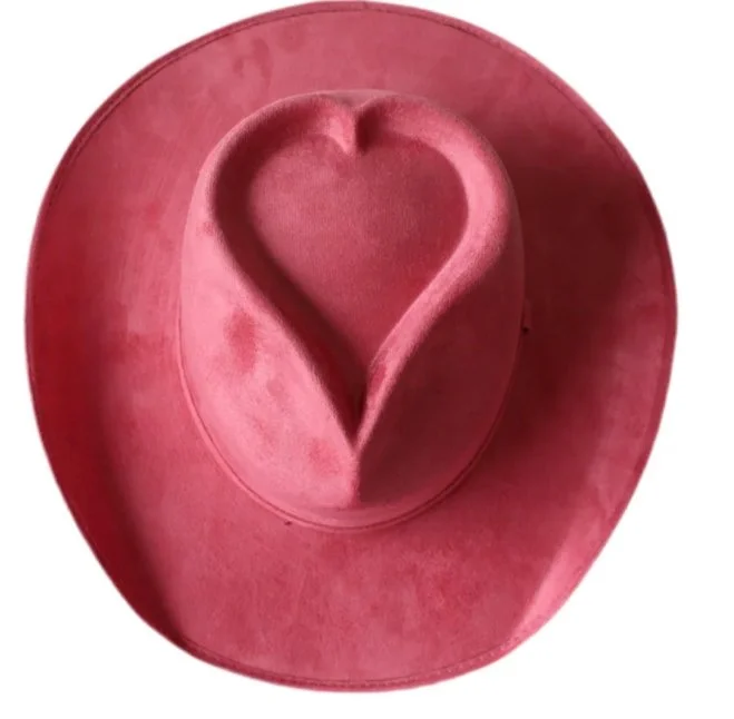 Pink cowboy hat with a heart-shaped indentation on the crown.