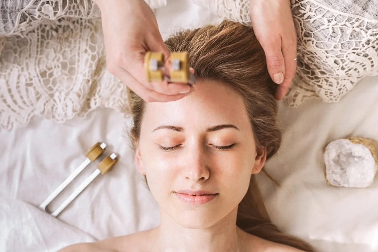 Human Using Tuning Forks Sound Healing with Tuning Forks — Soma Rituals