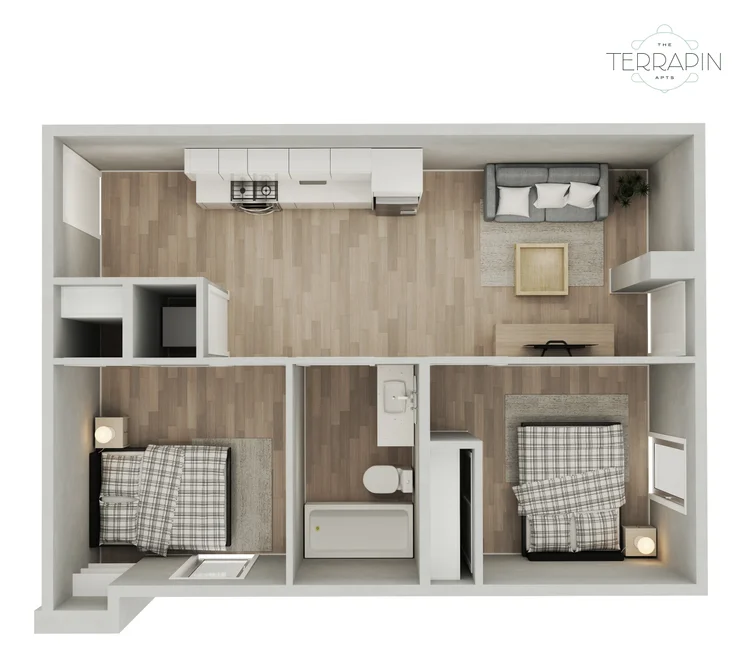2 Bedroom - Levels 4-7 (SIM @ 8) Courtyard