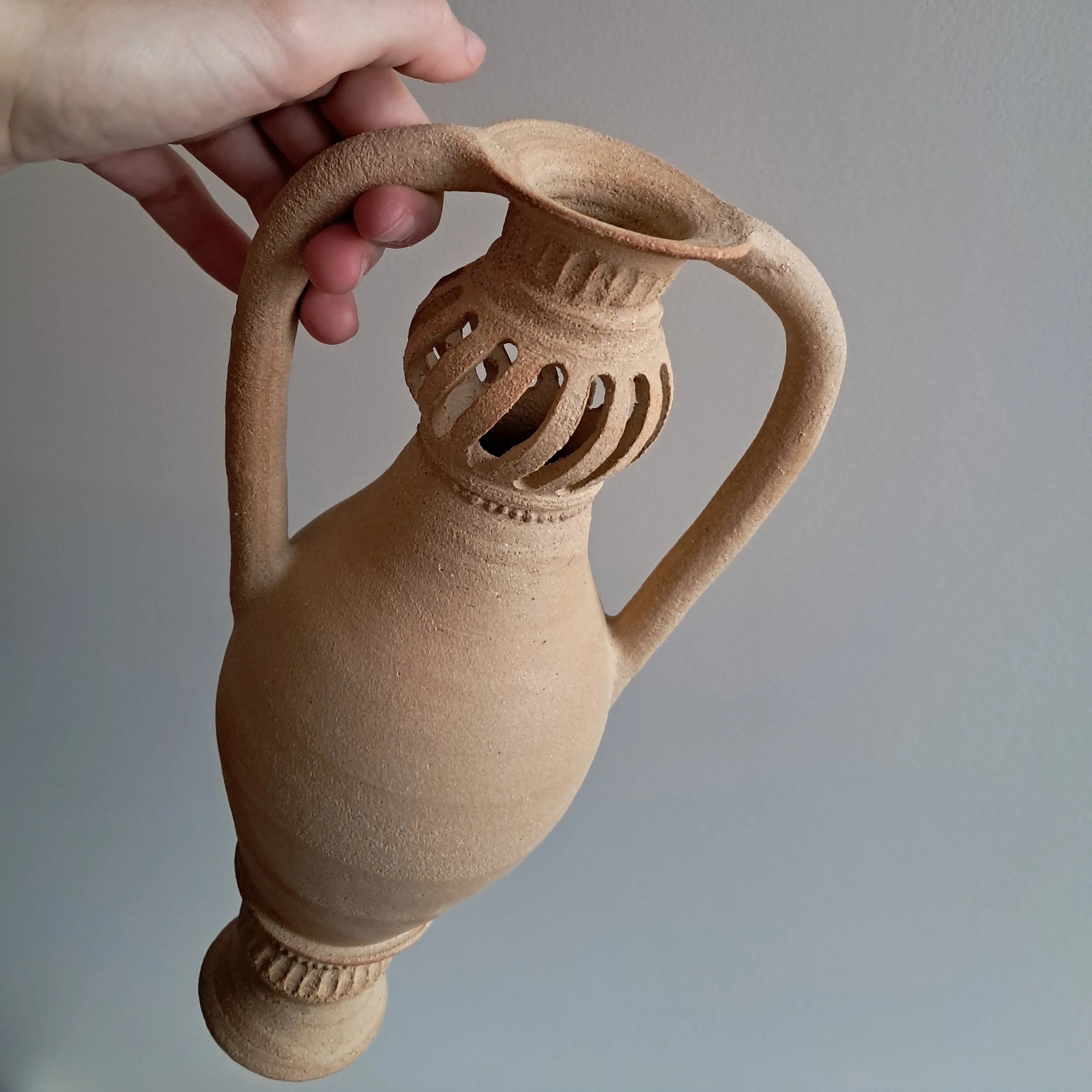 Grand vase en grès roux chamotté
