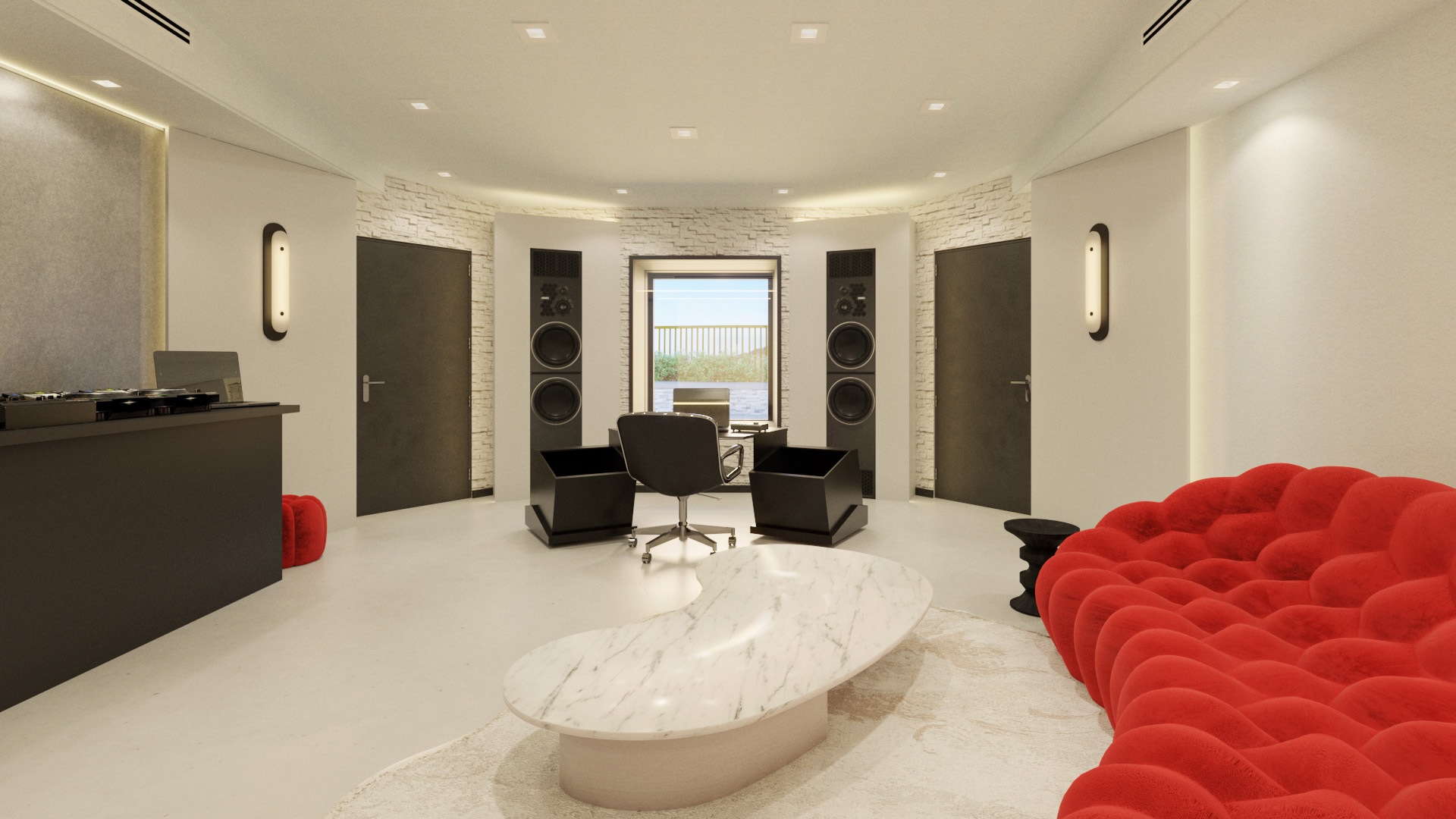 Daytime photo of a private recording studio