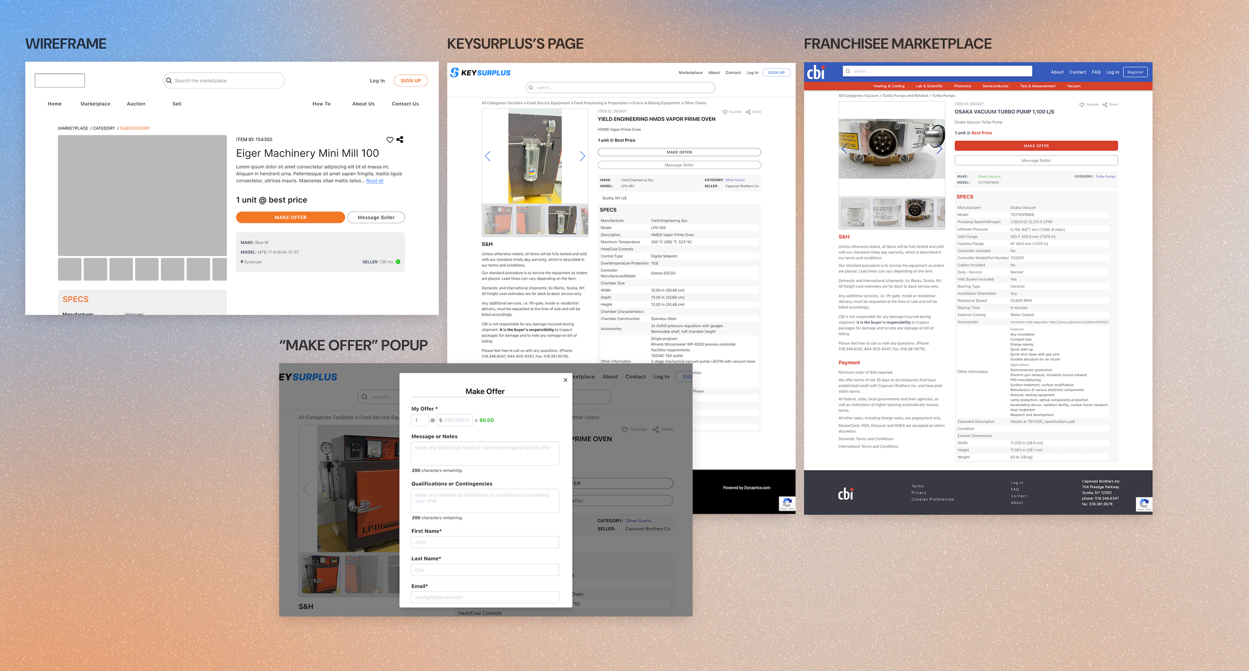 product detail pages