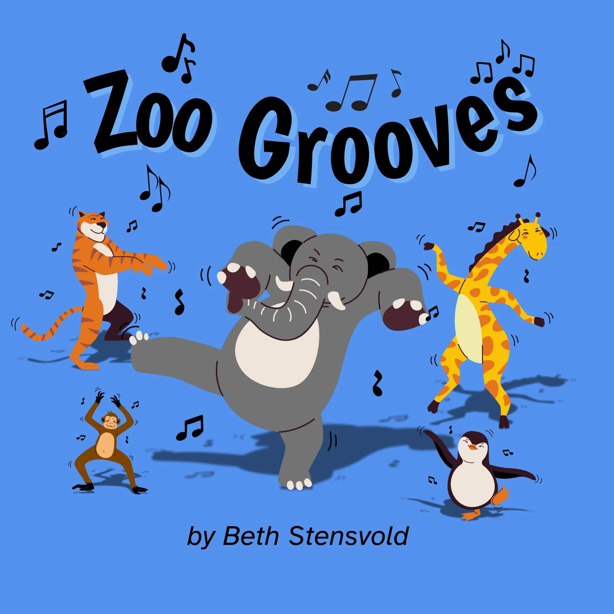 Cover of Zoo Grooves—rhyming animal dance picture book for ages 3–7.