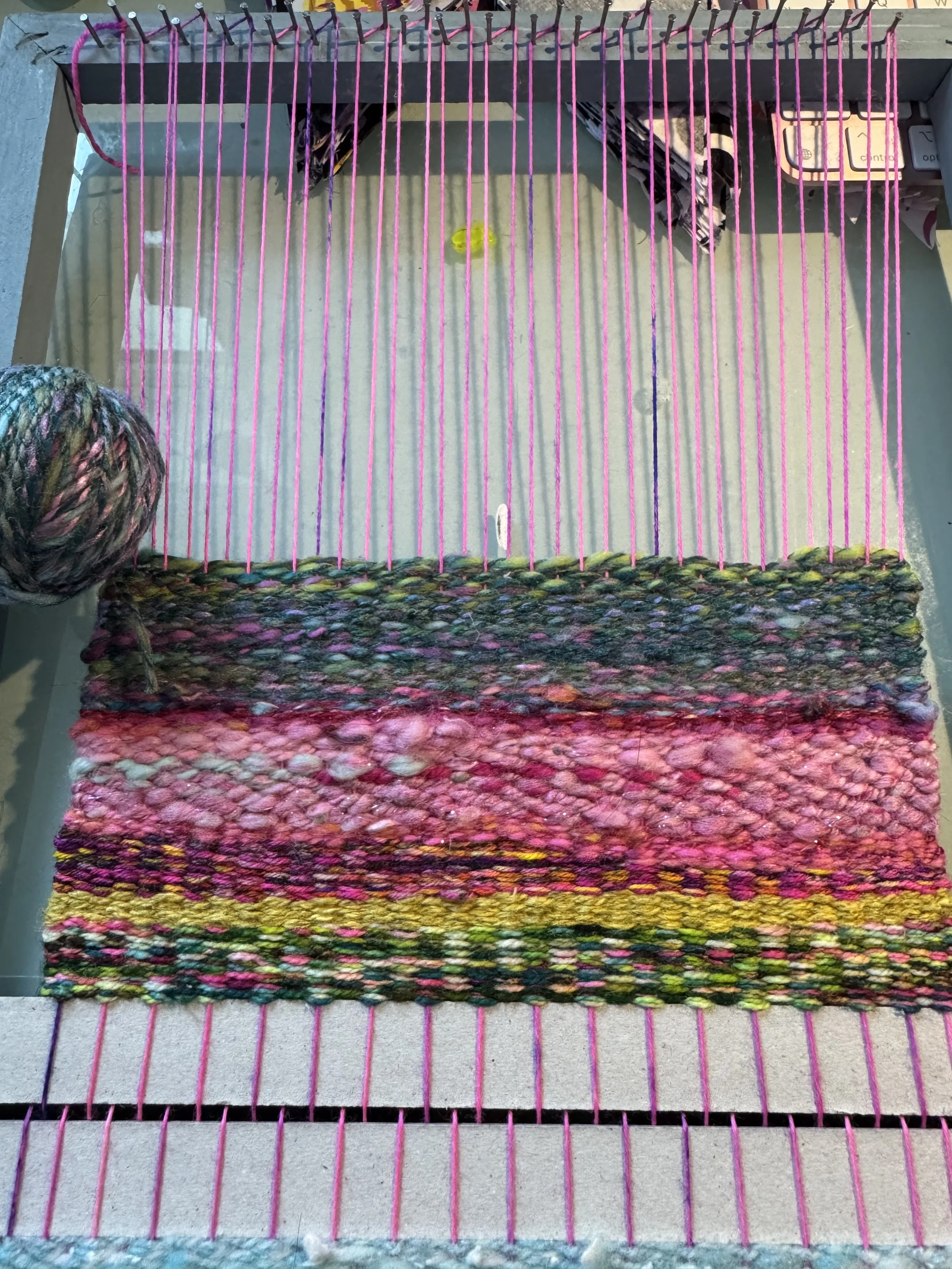 Tapestry weaving on a frame
