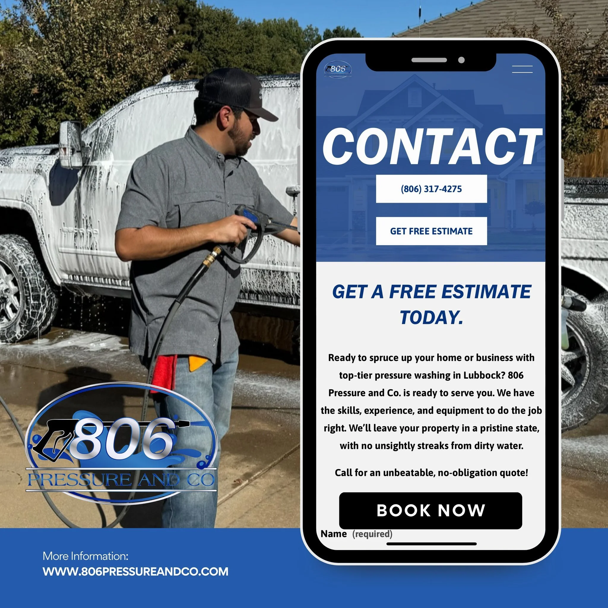 Getting a free estimate has never been easier, fill out the form on our website!💧✨

📞 +1 (806) 317-4275
🔗 https://www.806pressureandco.com/contact

#PressureWashingLubbock #LubbockPressureWashing#RoutineMaintenance #806PressureAndCo 
#pressurewash
